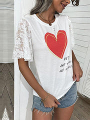 Women's Valentine's Day Printed Short Sleeve T-Shirt - 808Lush