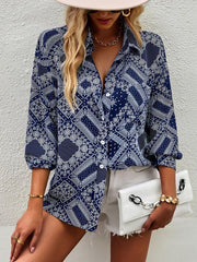 Casual Print Long Sleeve Shirt - 808Lush