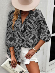 Casual Print Long Sleeve Shirt - 808Lush