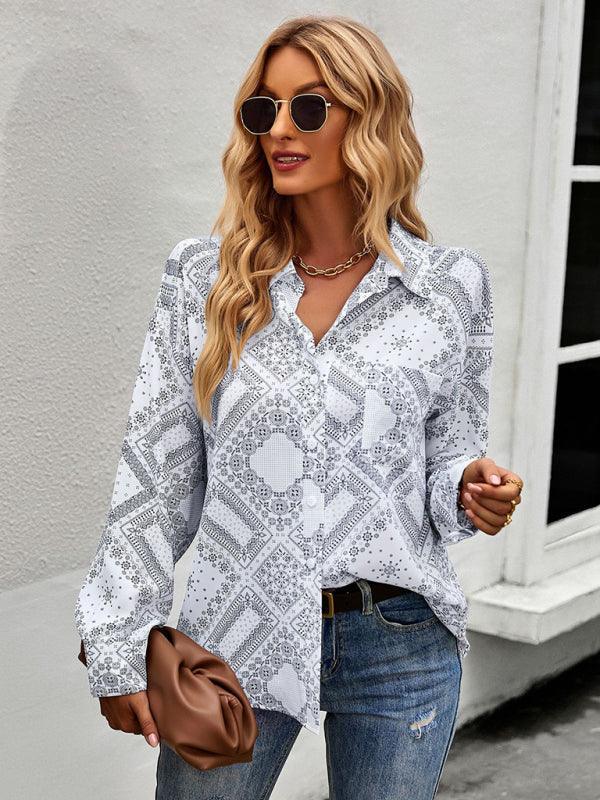 Casual Print Long Sleeve Shirt - 808Lush