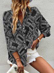 Casual Print Long Sleeve Shirt - 808Lush