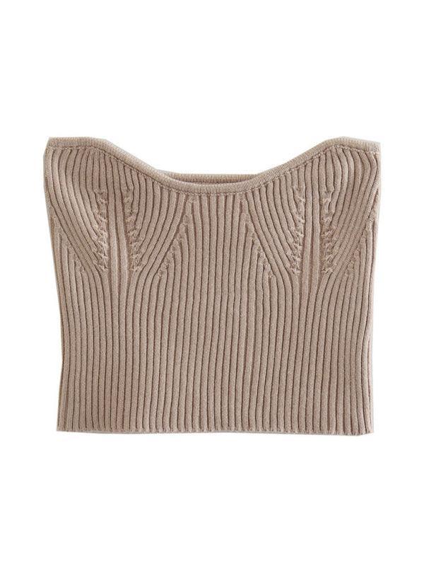 Knitted Sleeves Sexy Slim Tube Top Two-piece Set - 808Lush