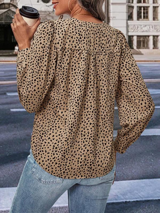 Ladies Long Sleeve Leopard Print Shirt - 808Lush