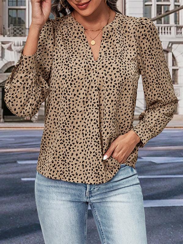 Ladies Long Sleeve Leopard Print Shirt - 808Lush