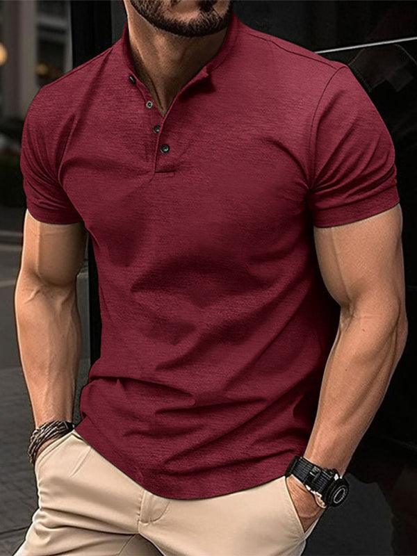 Men's Button Henley Collar Sports Polo Shirt - 808Lush