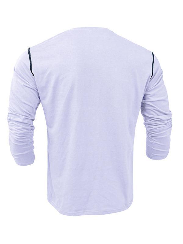 Men's Henley Color Block Knitted Long Sleeve T-Shirt - 808Lush