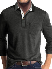 Men's Long Sleeve Lapel Bottoming POLO Shirt Top - 808Lush