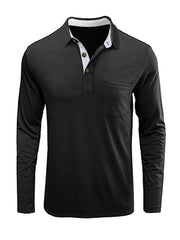 Men's Long Sleeve Lapel Bottoming POLO Shirt Top - 808Lush