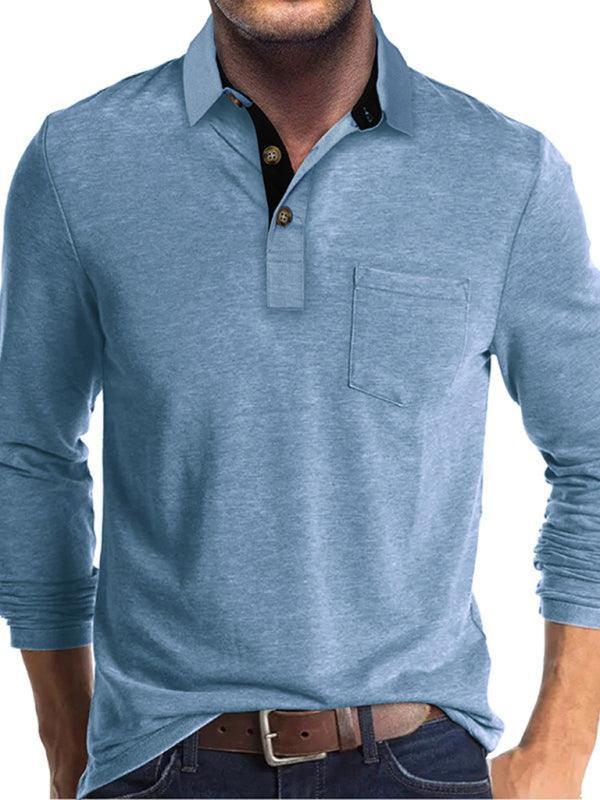 Men's Long Sleeve Lapel Bottoming POLO Shirt Top - 808Lush