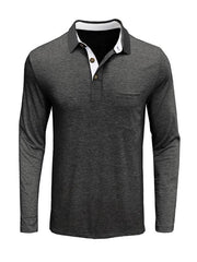 Men's Long Sleeve Lapel Bottoming POLO Shirt Top - 808Lush