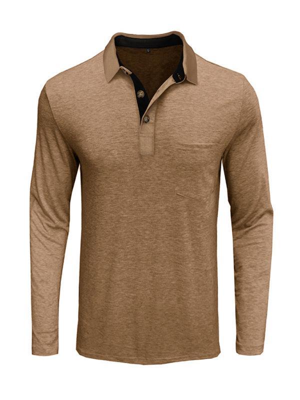 Men's Long Sleeve Lapel Bottoming POLO Shirt Top - 808Lush