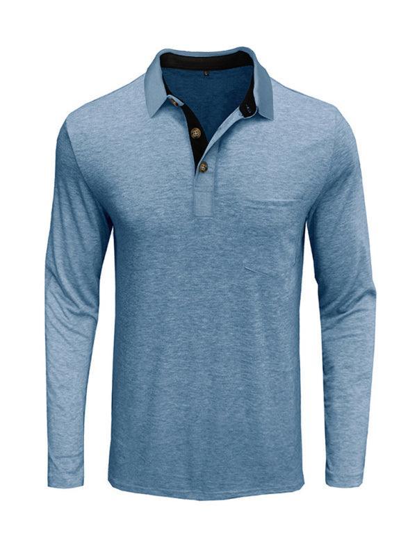 Men's Long Sleeve Lapel Bottoming POLO Shirt Top - 808Lush