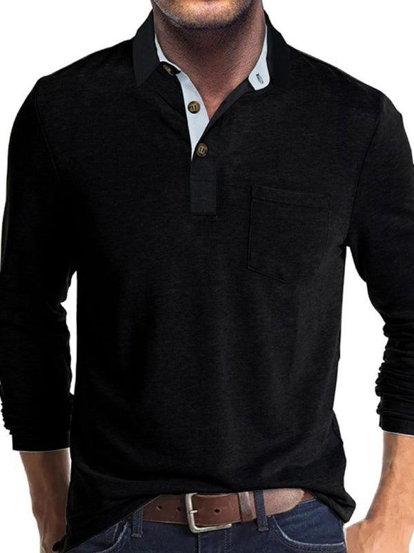 Men's Long Sleeve Lapel Bottoming POLO Shirt Top - 808Lush