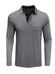 Men's Long Sleeve Lapel Bottoming POLO Shirt Top - 808Lush