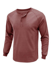 Men's Round Neck Waffle Henley Shirt - 808Lush