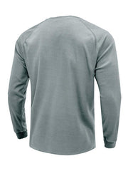 Men's Round Neck Waffle Henley Shirt - 808Lush