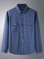 Men's Stretch Denim Long Sleeve Multi Pocket Shirt - 808Lush