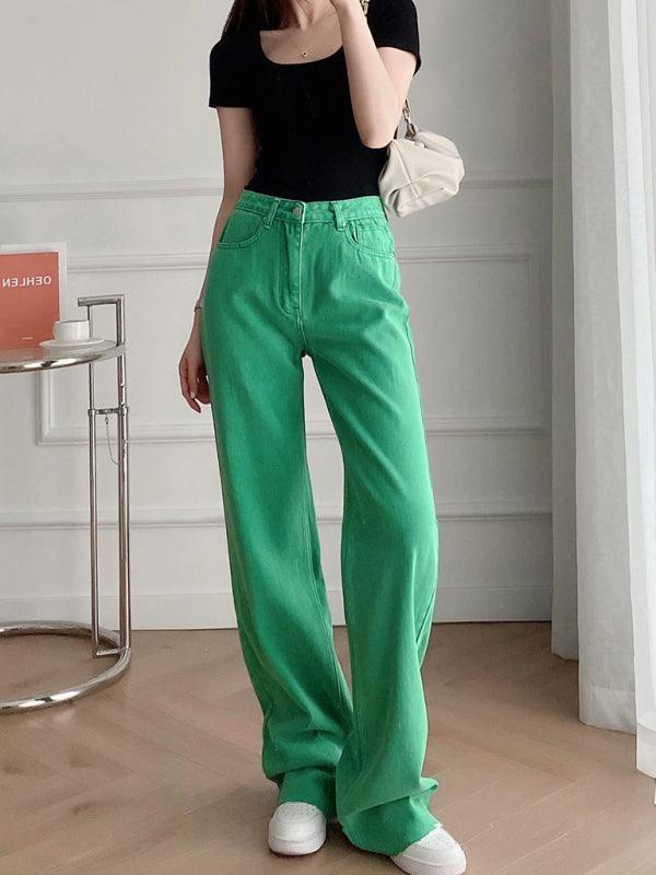 Street High Waist Casual Straight Leg Wide Leg Pants - 808Lush