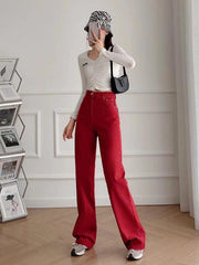 Street High Waist Casual Straight Leg Wide Leg Pants - 808Lush