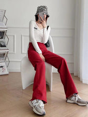 Street High Waist Casual Straight Leg Wide Leg Pants - 808Lush