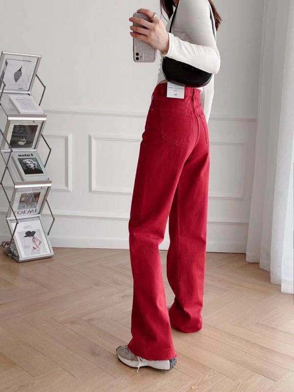 Street High Waist Casual Straight Leg Wide Leg Pants - 808Lush