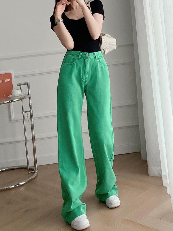 Street High Waist Casual Straight Leg Wide Leg Pants - 808Lush