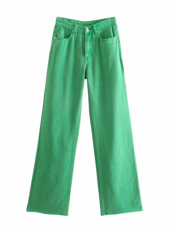 Street High Waist Casual Straight Leg Wide Leg Pants - 808Lush