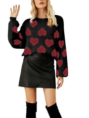 Valentine's Day loose sweet love jacquard pullover sweater - 808Lush