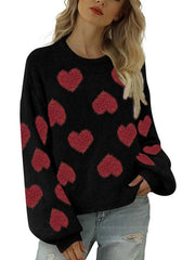 Valentine's Day loose sweet love jacquard pullover sweater - 808Lush