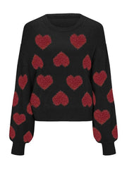 Valentine's Day loose sweet love jacquard pullover sweater - 808Lush