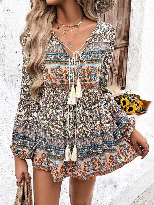 Women's Casual Bohemian Print Long Sleeve Top - 808Lush