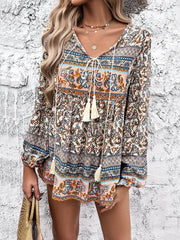 Women's Casual Bohemian Print Long Sleeve Top - 808Lush