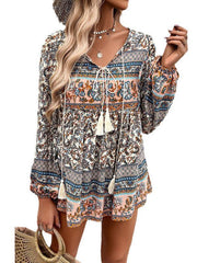 Women's Casual Bohemian Print Long Sleeve Top - 808Lush