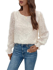 Women's Elegant Jacquard Pullover Shirt - 808Lush