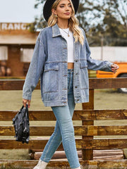 retro classic loose denim casual jacket top - 808Lush