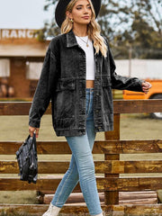 retro classic loose denim casual jacket top - 808Lush