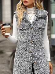 sleeveless long loose casual cardigan vest - 808Lush