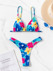 bikini floral print three-piece set (with skirt) - 808Lush