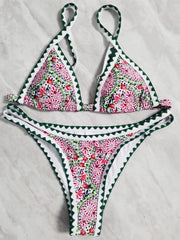 bikini split swimsuit digital printing crochet split swimsuit - 808Lush