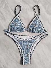 bikini split swimsuit digital printing crochet split swimsuit - 808Lush