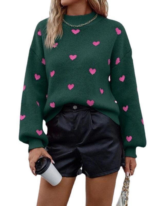 casual Christmas Valentine's Day love loose knitted pullover sweater - 808Lush