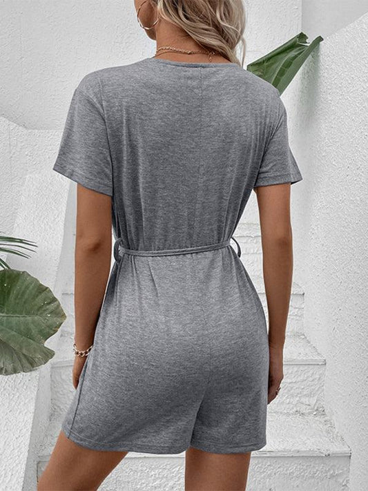 casual elegant solid color v-neck jumpsuit - 808Lush