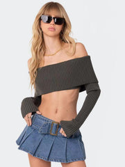 comfortable and sexy woolen chest-wrapped long-sleeved sweater - 808Lush