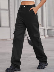 denim semi-elastic design personality all-match overalls trousers - 808Lush