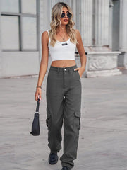 denim semi-elastic design personality all-match overalls trousers - 808Lush