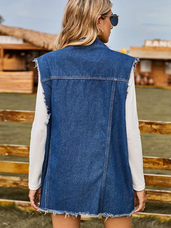 denim vest vest summer fashion trend denim sleeveless vest - 808Lush