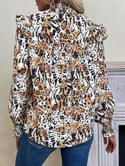 fashion women's leopard print long-sleeved shirt - 808Lush