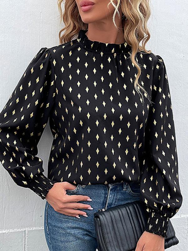 fashion women's long sleeve bronzing shirt - 808Lush