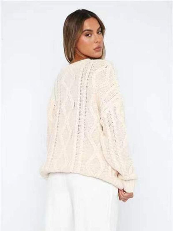 fashionable and comfortable woolen round neck long-sleeved sweater - 808Lush