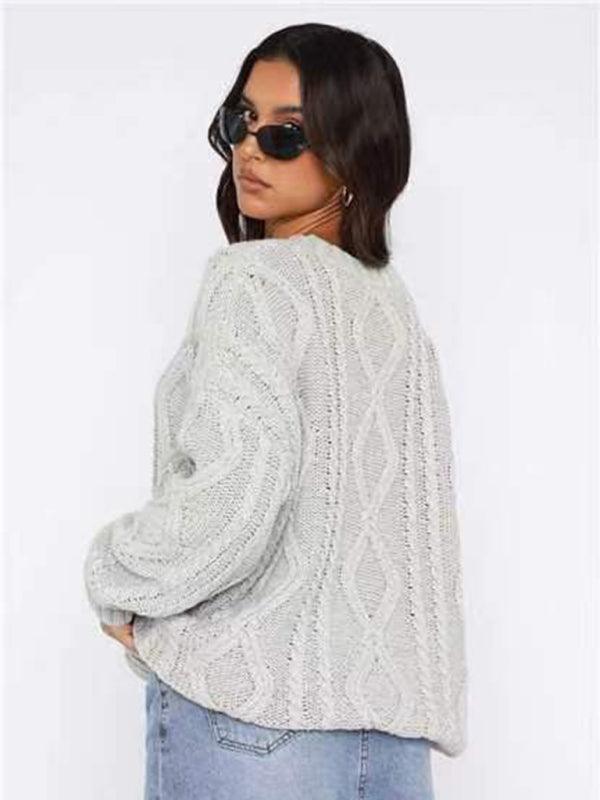 fashionable and comfortable woolen round neck long-sleeved sweater - 808Lush